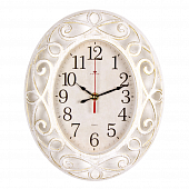 3126-007 Часы настенные овал 31х26 см, корпус белый с золотом "Классика"
