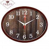 2720-105 (10) Часы настенные овал 22,5х29см, корпус коричневый "Структура дерево" "Рубин"