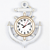 3827-004 Часы настенные круг d=45 см, корпус в форме якоря белый с золотом "Классика"