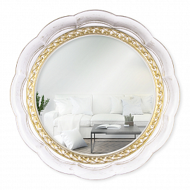 wf 5036-1 Z Зеркало интерьерное настенное в круглом корпусе d=50,7см, белый с золотом
