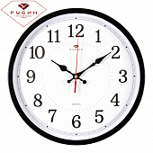 3027-132B (10) Часы настенные круг d=30см, корпус черный "Классика" "Рубин"