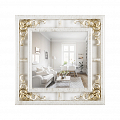 3850-2 Z Зеркало интерьерное настенное в ажурном корпусе 38х38 см, белый с золотом