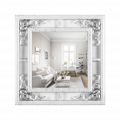 3850-1 Z Зеркало интерьерное настенное в ажурном корпусе 38х38 см, белый с серебром