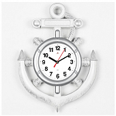 3827-003 Часы настенные круг d=45 см, корпус в форме якоря белый с серебром "Классика"