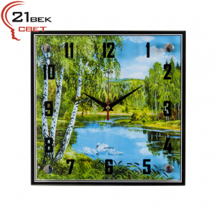 2525-489 (10) Часы настенные "Лебеди в лесном озере" 												