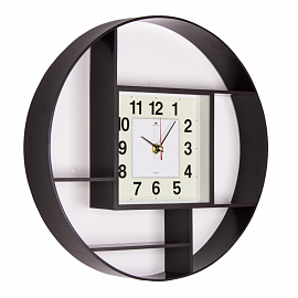 wf 3516-004Br (10) Часы настенные круглые d=35 см, корпус темно-коричневый "Классика"