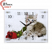 3040-958 Часы настенные "Котенок и роза" 