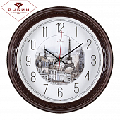2950-100 Часы настенные круг d=28,5см, корпус коричневый "Эскиз Парижа"