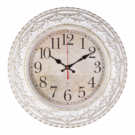 wf 3825-007W (5) Часы настенные круг d=38см, корпус белый с золотом "Классика" "Рубин"