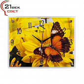 3040-452 Часы настенные "Бабочка на желтой хризантеме"
