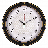 3429-002 Часы настенные круг со вставками d=34см, корпус черный "Классика"