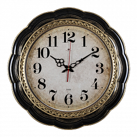 wf 5036-002В Часы настенные круг d=50,7см, корпус черный с золотом "Классика"