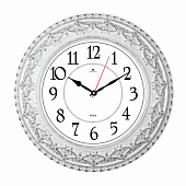 3825-006 Часы настенные круг d=38см, корпус белый с серебром "Классика"