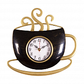3432-003 Часы настенные чашка с дымком 31,5 х30,5 см, корпус черный с золотом "Классика"