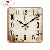 1918-110 (10) Часы настенные квадрат 19х19см, корпус золото "Винтаж" "Рубин"