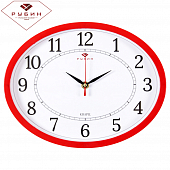 2720-102R (10) Часы настенные овал 22,5х29см, корпус красный "Классика" "Рубин"