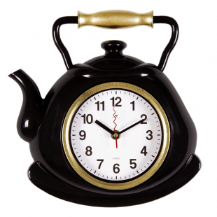 3129-001 Часы настенные чайник 27х28,5 см, корпус черный с золотом "Классика"