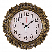 4126-007 Часы настенные круг ажурный d=40,5см, корпус черный с золотом "Классика"