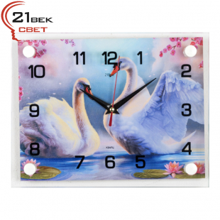 2026-37 Часы настенные "Лебеди в цветах"