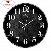 4040-1244B Часы настенные круг d=39см, корпус черный "Классика с узором"