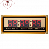 15 ОТ BM (5) Электронные настенные часы в золотом багете  23х58см ( дата, время, температура) "21 Век"