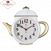 3530-004 Часы настенные чайник 29х34см, корпус белый с золотом "Классика"