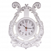 2837-004 Часы настенные в форме Арфы 28х37см, корпус белый с серебром "Классика"