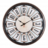 4843-003 Часы настенные круг d=49,5 см, корпус черный с медью "Классика"
