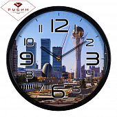 3027-134 (10) Часы настенные круг d=30см, корпус черный " Астана. Байтерек"