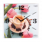 3535-011 Часы настенные "Кофе и тюльпаны" 