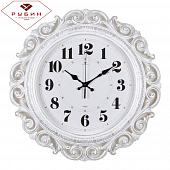 4126-004 Часы настенные круг ажурный d=40,5см, корпус белый с серебром "Классика"
