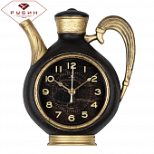 2622-003 Часы настенные чайник 26,5х24см, корпус черный с золотом "Gold"