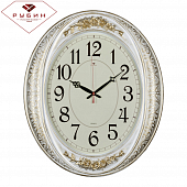 6453-002 Часы настенные овал 63,5х53,5см, корпус белый с золотом "Классика"