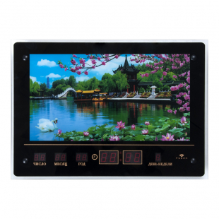 3245-760 SC MP3 Картина с подсветкой с инф. календарем, МР3 с флешкой "Озеро с лотосами"