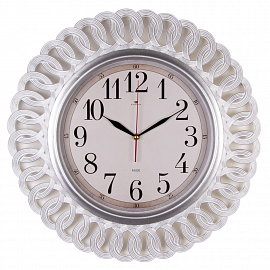 wf 5130-003W Часы настенные круг d=51 см, корпус белый с серебром "Классика"
