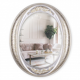 wf 6453-1 Z Зеркало интерьерное настенное в овальном корпусе 63,5х53,5см, серебро с золотом