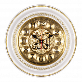 6141-113W Часы настенные круг d=60см, корпус белый с золотом "Молитва"