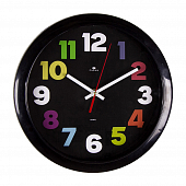 6026-013 (10) Часы настенные круг d=29см, корпус черный "В цвете" "Рубин"
