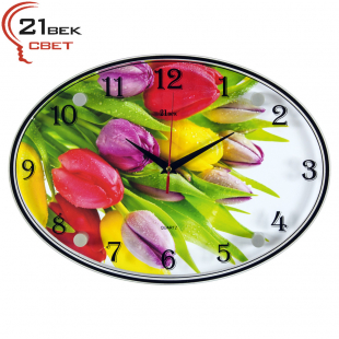 2434-834 Часы настенные "Букет разноцветных тюльпанов"