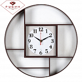 3516-001 Часы настенные круглые d=35 см, корпус коричневый "Классика"
