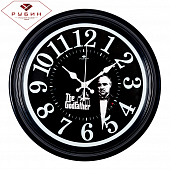 3527-145 Часы настенные круг d=35см, корпус черный, печать циферблата на стекле "Godfather"