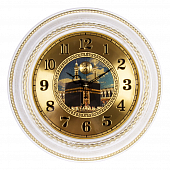 5232-112W Часы настенные круг d=45,5см, корпус белый с золотом "Аль-Харам"