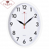 2720-101W (10) Часы настенные овал 22,5х29см, корпус белый "Классика" "Рубин"