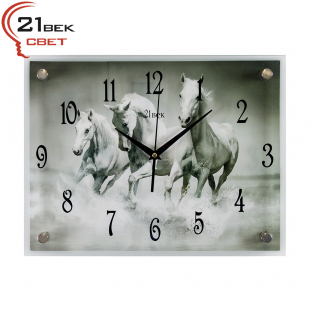 3040-449 Часы настенные "3 белых коня"