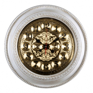 6141-111W Часы настенные круг d=60см, корпус белый с золотом "Молитвы"