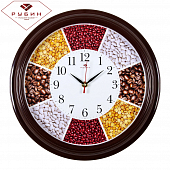 3527-125 (10) Часы настенные круг d=35см, рама коричневая "Зерна" "Рубин"