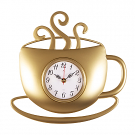 wf 3432-004 Часы настенные чашка с дымком 31,5 х30,5 см, корпус золотой "Классика"