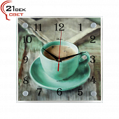 2525-1009 Часы настенные "Бирюзовая чашечка кофе"