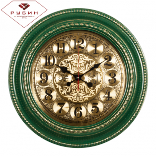 6141-110 Часы настенные круг d=60см, корпус зеленый с золотом "Молитвы"