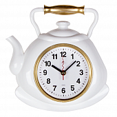 3129-002 Часы настенные чайник 27х28,5 см, корпус белый с золотом "Классика"